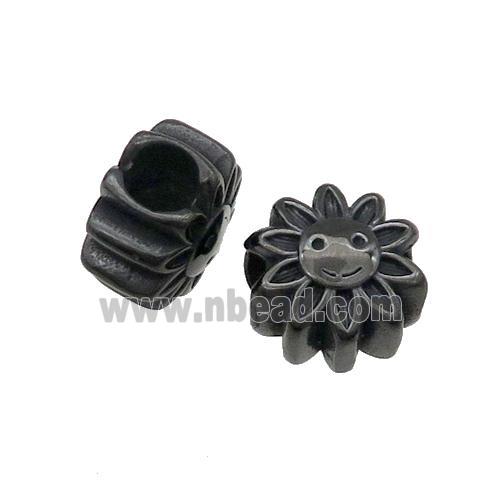 Stainless Steel SunFlower Beads Large Hole Black Plated