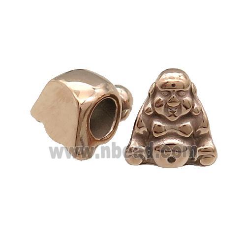 Stainless Steel Buddha Beads Large Hole Rose Gold