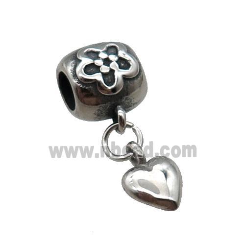 Raw Stainless Steel Heart Pendant