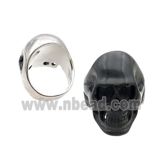 Stainless Steel Skull Ring Black Plated