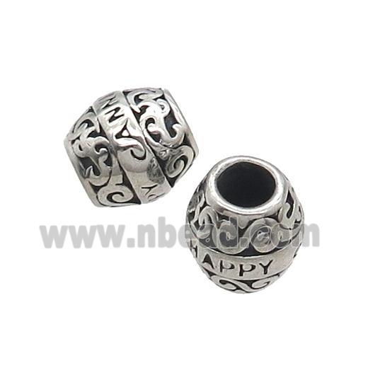 Stainless Steel Barrel Beads Large Antique Silver