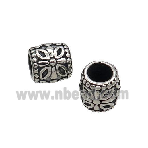 Stainless Steel Tube Beads Large Hole Antique Silver