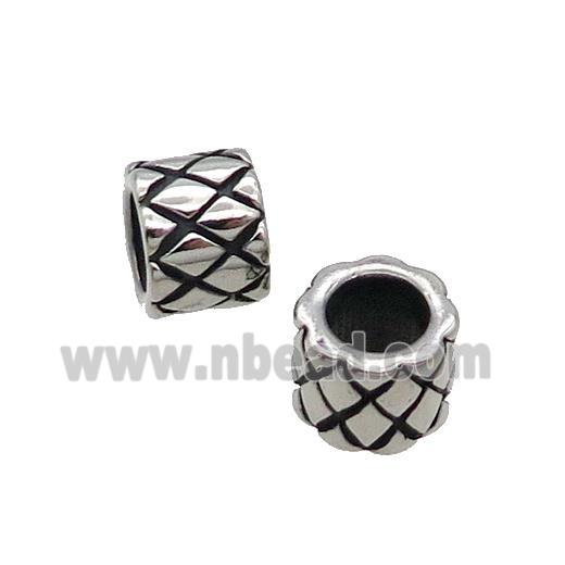 Stainless Steel Tube Beads Large Hole Antique Silver