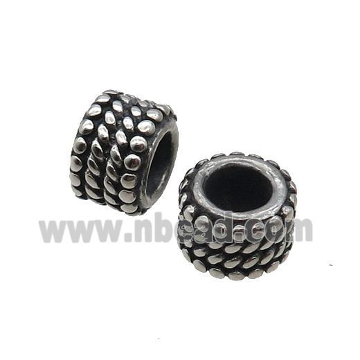 Stainless Steel Tube Beads Large Hole Antique Silver