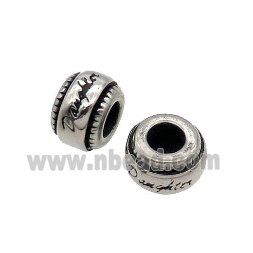 Stainless Steel Rondelle Beads Large Hole Antique Silver