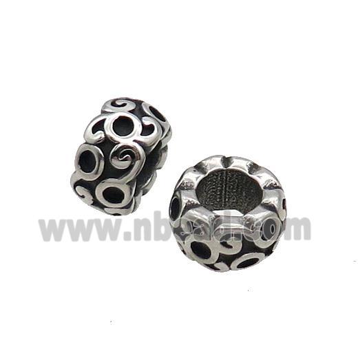 Stainless Steel Rondelle Beads Large Hole Antique Silver