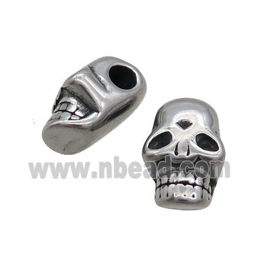 Stainless Steel Skull Beads Large Hole Antique Silver