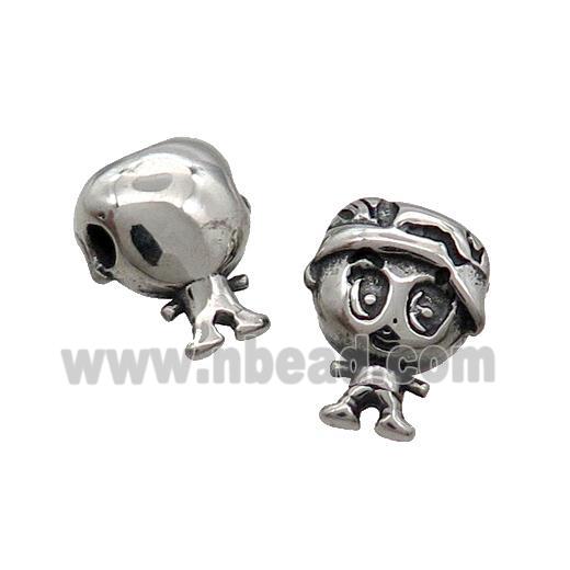 Stainless Steel Boy Beads Cartoon Antique Silver