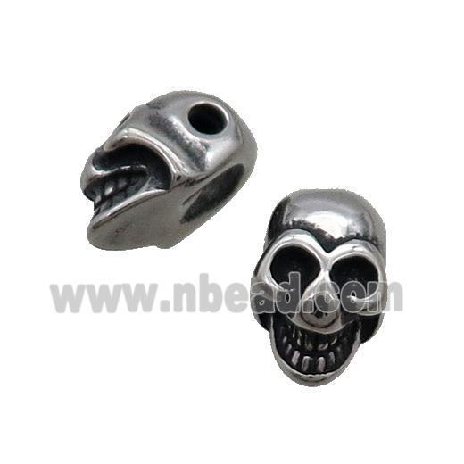 Stainless Steel Skull Beads Large Hole Antique Silver