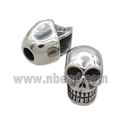 Stainless Steel Skull Beads Large Hole Antique Silver