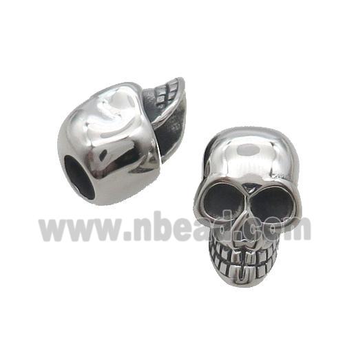 Stainless Steel Skull Beads Large Hole Antique Silver