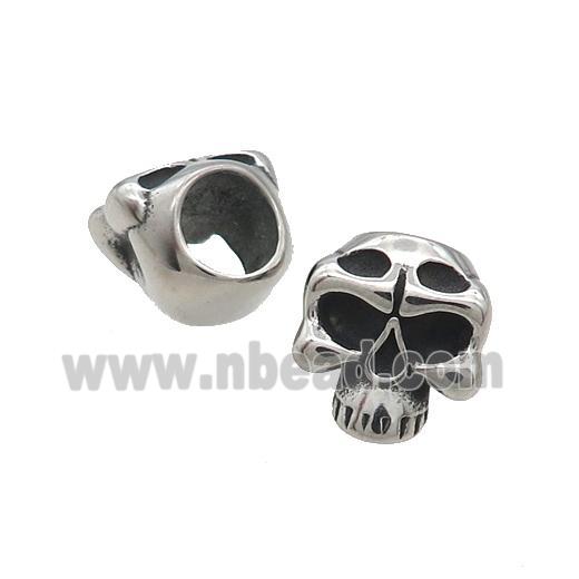 Stainless Steel Skull Beads Large Hole Antique Silver