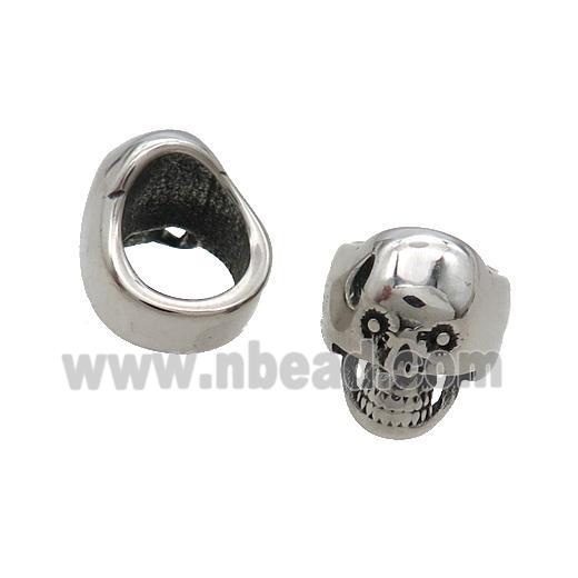 Stainless Steel Skull Beads Large Hole Antique Silver