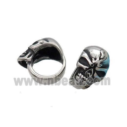 Stainless Steel Skull Beads Large Hole Antique Silver