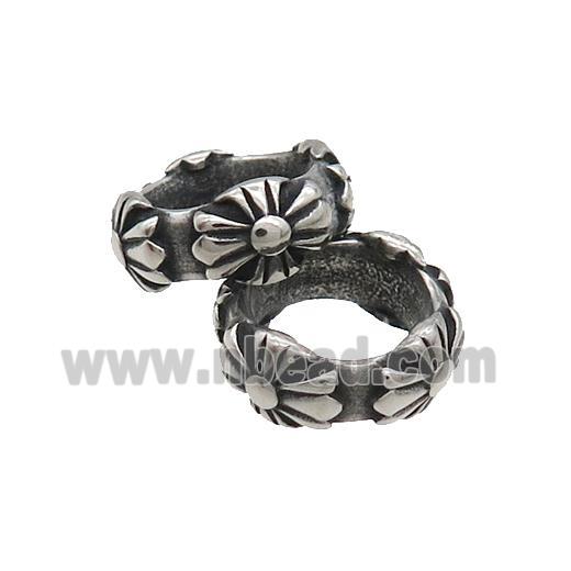 Stainless Steel Rondelle Beads Large Hole Antique Silver