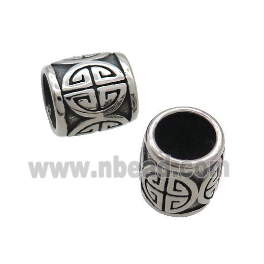 Stainless Steel Tube Beads Large Hole Antique Silver