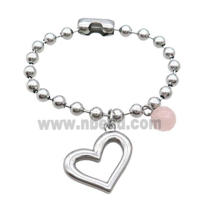 Raw Stainless Steel Bracelet Heart