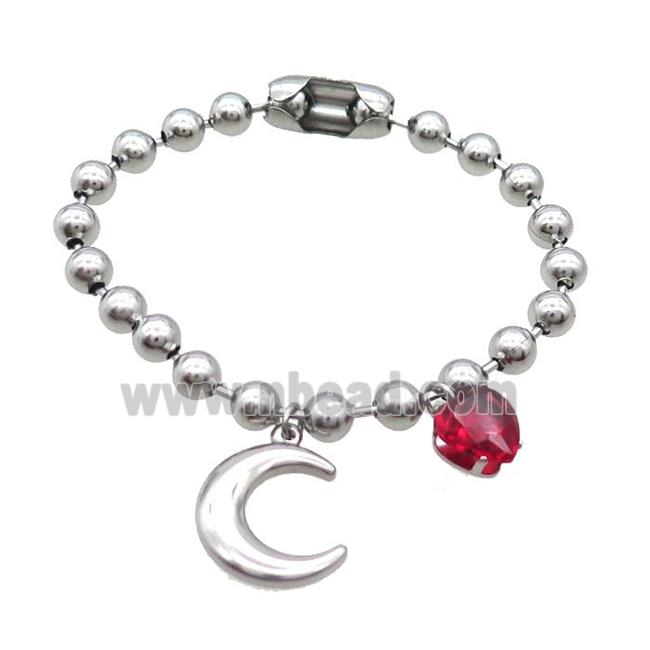 Raw Stainless Steel Bracelet Moon