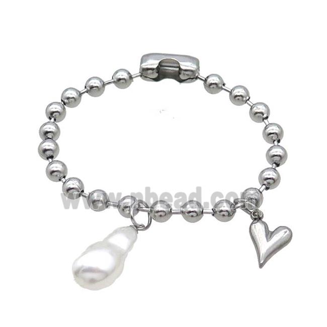 Raw Stainless Steel Bracelet Heart