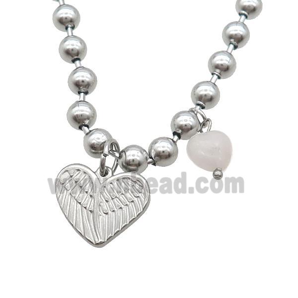 Raw Stainless Steel Necklace Heart