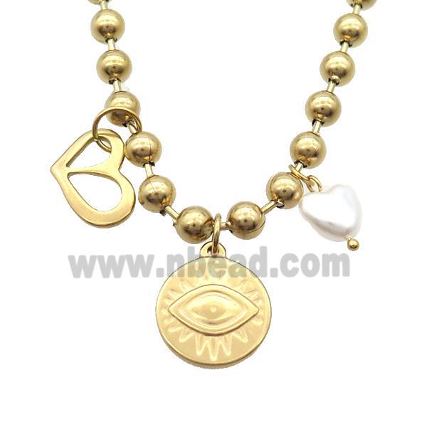 Stainless Steel Necklace Eye Gold Plated