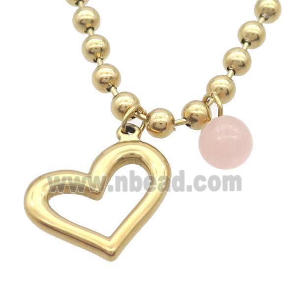 Stainless Steel Necklace Heart Gold Plated