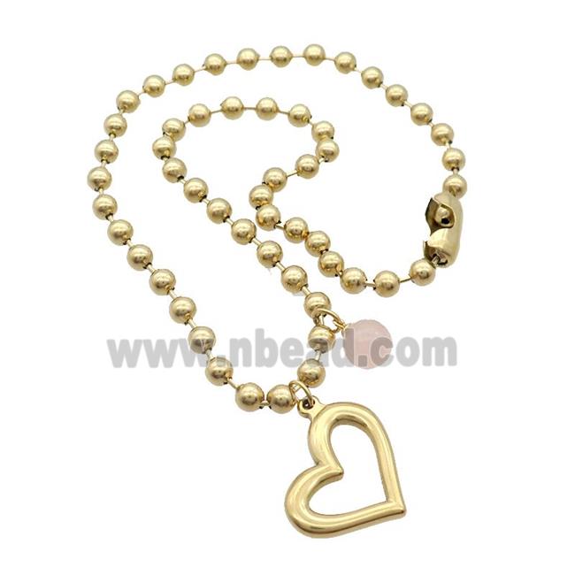 Stainless Steel Necklace Heart Gold Plated