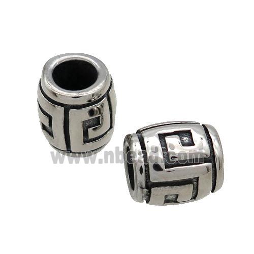 Stainless Steel Barrel Beads Large Hole Antique Silver