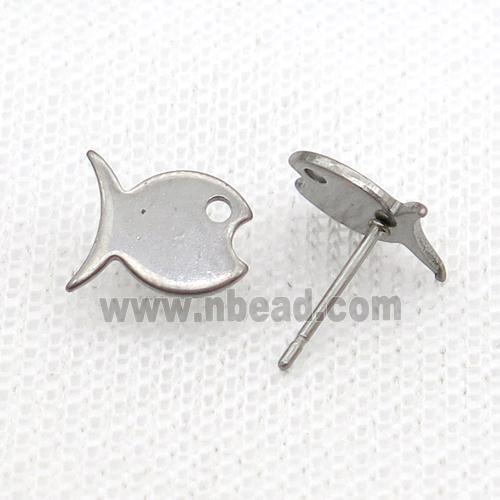 Raw Stainless Steel Stud Earring Fish