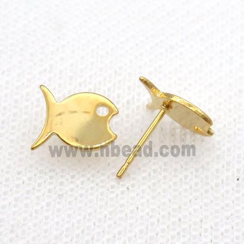 Stainless Steel Stud Earring Fish Gold Plated