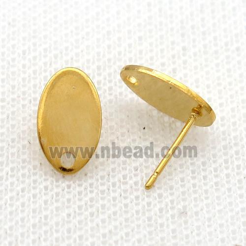 Stainless Steel Stud Earring Oval Gold Plated