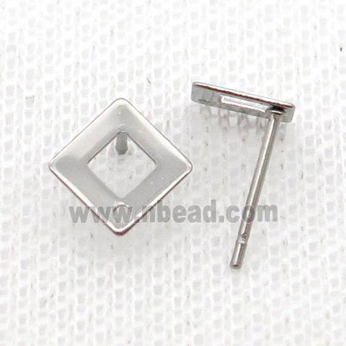 Raw Stainless Steel Stud Earring Square