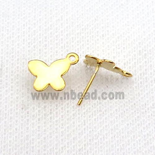 Stainless Steel Stud Earring Butterfly Gold Plated