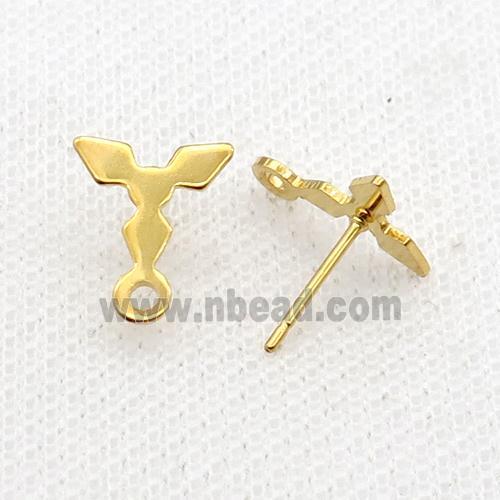 Stainless Steel Stud Earring Triangle Gold Plated