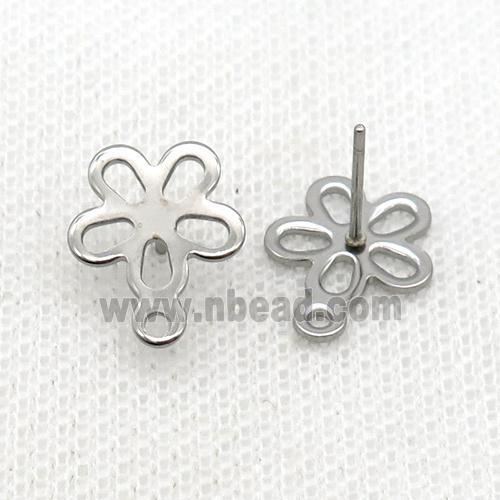 Raw Stainless Steel Stud Earring Flower