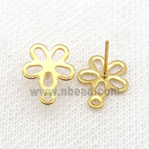 Stainless Steel Stud Earring Flower Gold Plated