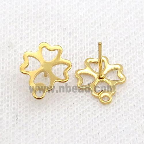 Stainless Steel Stud Earring Flower Gold Plated