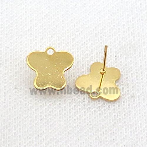 Stainless Steel Stud Earring Butterfly Gold Plated