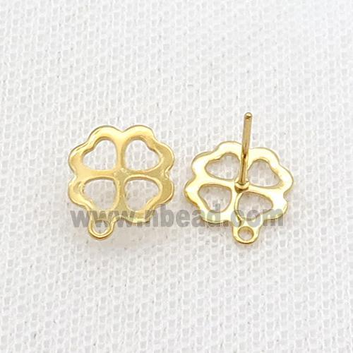 Stainless Steel Stud Earring Flower Gold Plated