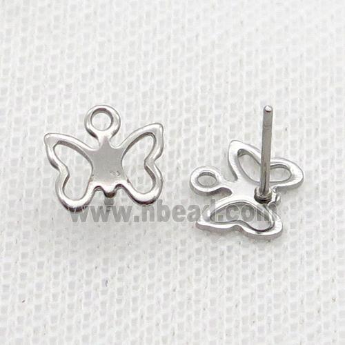 Raw Stainless Steel Stud Earring Butterfly