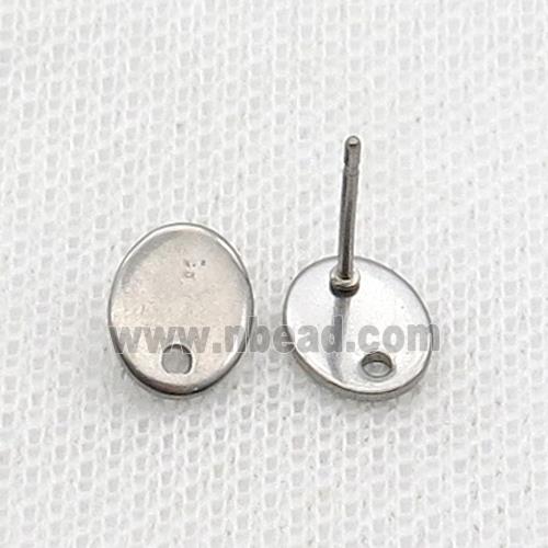 Raw Stainless Steel Stud Earring Oval