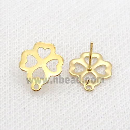 Stainless Steel Stud Earring Flower Gold Plated