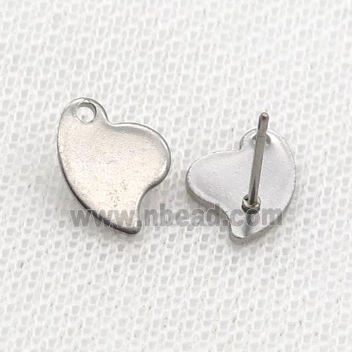 Raw Stainless Steel Stud Earring Heart