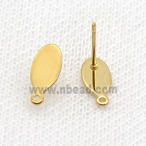 Stainless Steel Stud Earring Oval Gold Plated