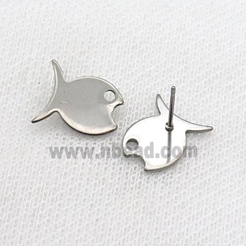 Raw Stainless Steel Stud Earring Fish