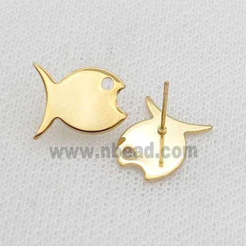 Stainless Steel Stud Earring Fish Gold Plated