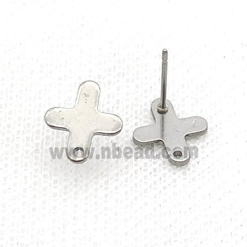 Raw Stainless Steel Stud Earring Cross