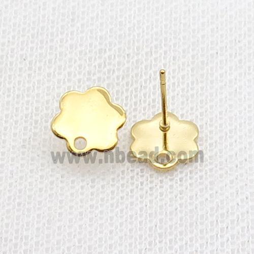 Stainless Steel Stud Earring Flower Gold Plated