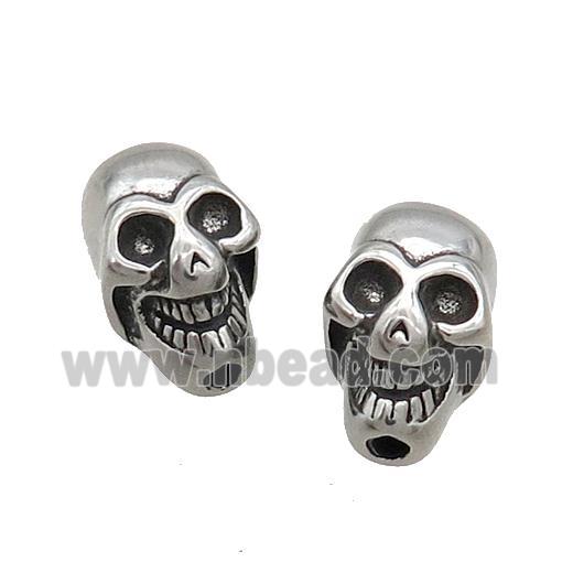 Stainless Steel Skull Beads Antique Silver