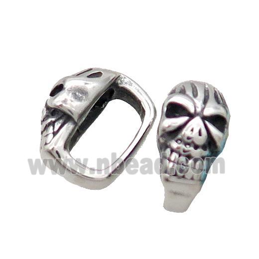 Stainless Steel Skull Beads Large Hole Antique Silver